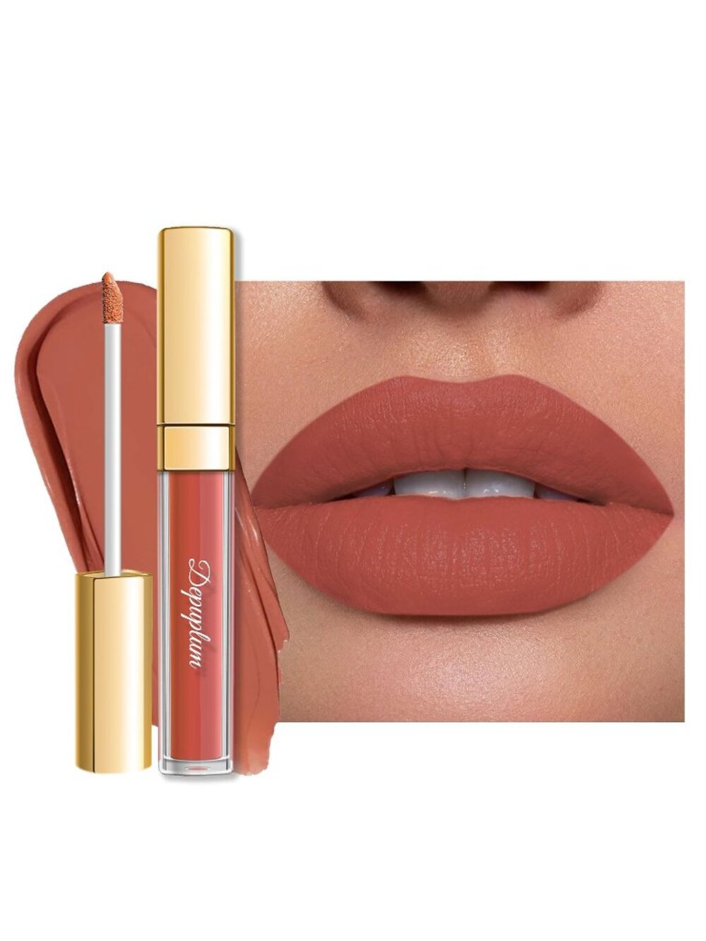 Women's DM19 Coral Nude Matte Liquid Lipstick Wear Waterproof Lip Stain